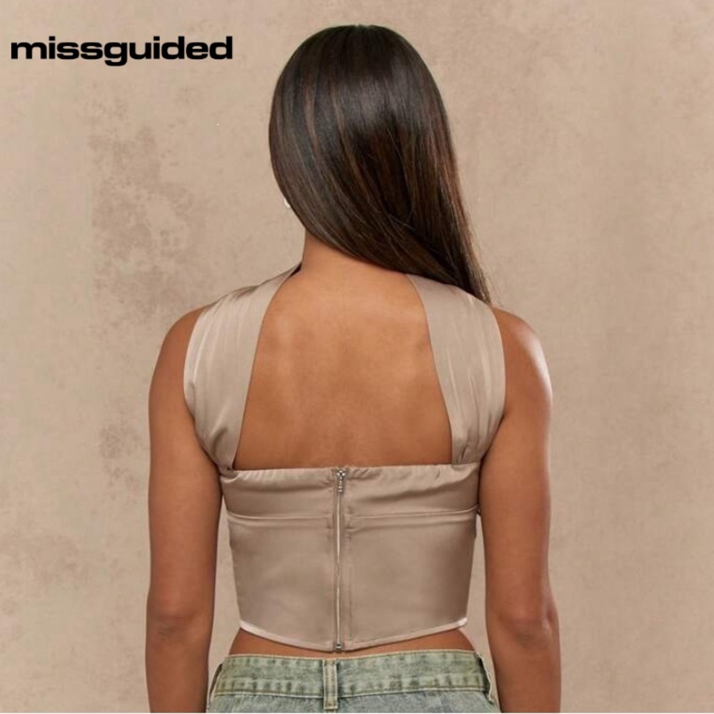 Missguided Tan Satin Women's Top